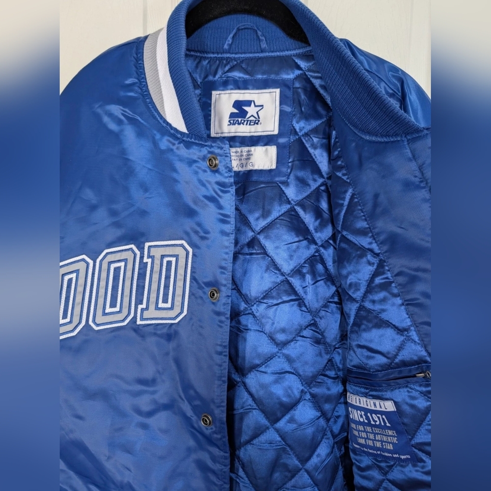STARTER Los Angeles Dodgers Blue Satin MLB Snap Jacket – Men’s Size L - Picture 4 of 6